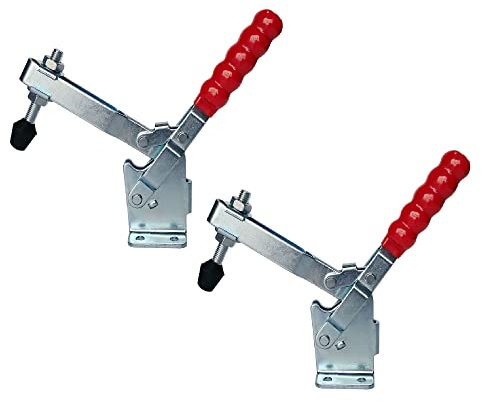 2 Pcs Vertical Toggle Clamp, Heavy Duty Quick Release Toggle Clamp with 182Kg/401Lbs Holding Capacity, Anti-Slip Toggle Grips Tool for Woodworking, Molding (GH-12205)