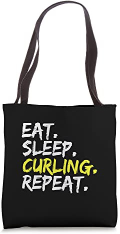 Eat Sleep Curling Repeat funny saying curling stone broom Tote Bag