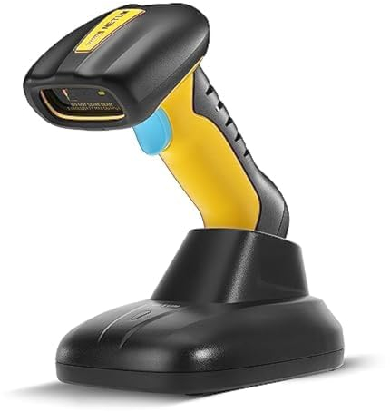NETUM Verbesserter QR Industrie Bluetooth Barcode Scanner mit Ladestation, kabelloser 2D-1D-Barcode-Leser, Fallschutz, stoßfest, staubdicht, Freisprecheinrichtung für Windows Mac Android iOS (NT-1200)