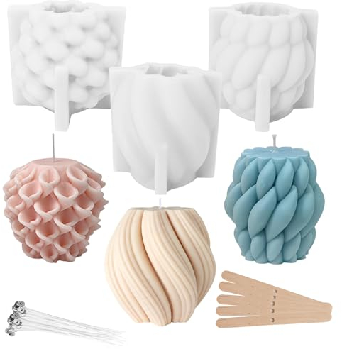3 Stück Kerzenform, Silikon Kerzenformen zum Gießen Spiral Gießform Kerzen Set Kerze Silikonform für DIY Aromatherapie Kerzen Handwerk Ornamente