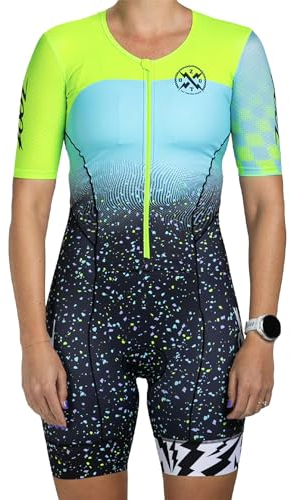 Zoot LTD Aero Triathlon-Anzug für Damen, kurzärmelig, Tri-Rennanzug, Primo-Stoff, zwei Taschen, elektrisch, Größe M