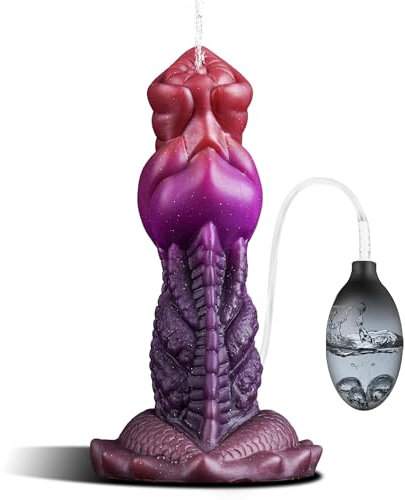 Dildo mit Spritzfunktion, 19cm Spritz Monster Dildo Squirting Dragon Silikon Drachendildo mit Saugnapf, Ejakulation Fantasie Anal Plug Animal Ejakulierender Sex Spielzeug für die Frau Männer