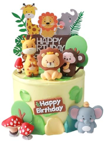 6 PCS Animal Cake Toppers, Realistic Animal Figures Toy Set for Kids, Educational Birthday Gifts