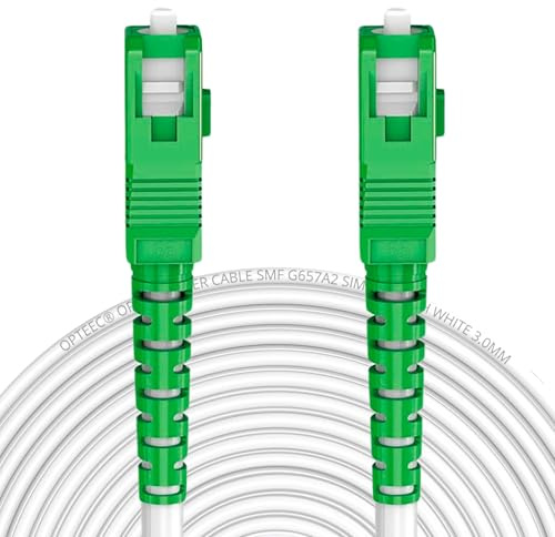 opteec® - Cavo in fibra ottica schermato - 25M - ARANCIO/SFR/BOUYGUES/SOSH/RED by SFR - Prolunga/Giarrettiera - SC-APC a SC-APC rinforzato - Simplex Modalità singola - Garanzia 10 Anni - Bianco (25M)