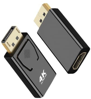 Fascetta Adaptador de puerto de pantalla a puerto HDMI, 2 unidades, adaptador DP a HDMI 4k 1080p Displayport a HDMI adaptador de cable Dp macho a HDMI hembra convertidor para laptop, PC, proyector de