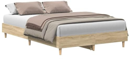vidaXL Cadre de lit sans Matelas chêne Sonoma 140x190 cm, Meuble de Chambre à Coucher, sommier, lit Double, lit, châlit, lit de Palette