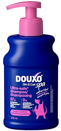 DOUXO Skin & Coat SPA - Ultra-Safe* Shampoo für empfindliche & juckende Haut, 250ml, Reinigt sanft die Haut und beruhigt, hinterlässt Fell glänzend und angenehm duftend, hautfreundliche Rezeptur