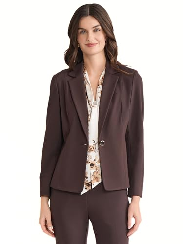 Kasper Women's One-Button Notch Collar Blazer with Seamed Waist – Compression Fit