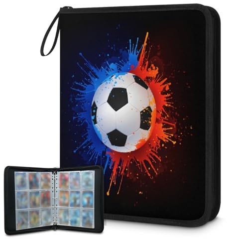 Carpeta de tarjetas coleccionables con 9 bolsillos, diseño de balón de fútbol americano, galaxia, con fundas extraíbles, impermeable, con cremallera, capacidad para 50 páginas y 900 tarjetas