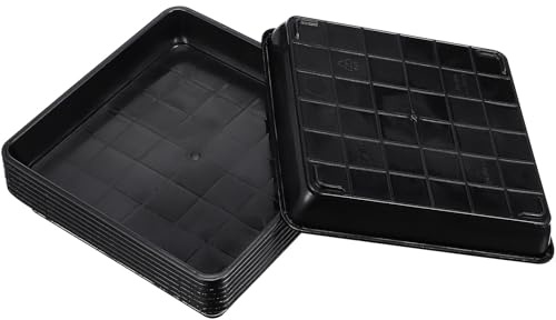 HOMOCONO Bandeja para Bonsáis Cuadrada 8 Piezas de Plástico Resistente 12X12 CM para Macetas Pequeñas y Huerto en Casa