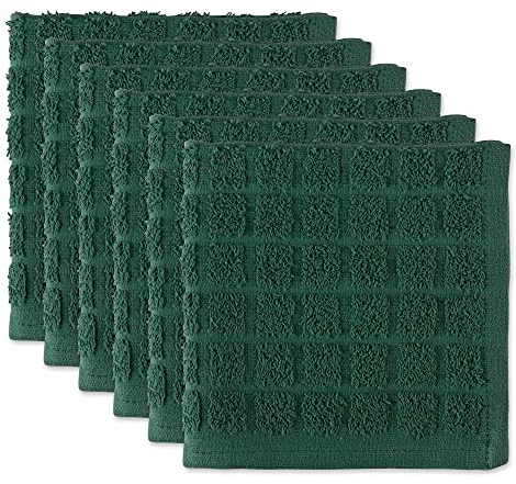 DII 100% Cotton Absorbent 12x12 Dish Geschirrtuch-Set für Fensterscheiben, Baumwollstoff, Dunkelgrün, 6