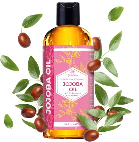 Leven Rose Jojoba Oil, Pure Cold Pressed Natural Unrefined Moisturizer for Skin Hair and Nails 16 Fl. oz