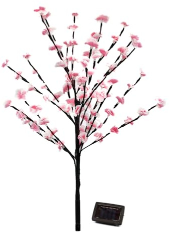 Gardenwize Solar Blossom Tree Lights – 1.2m Solar Cherry Blossom Tree with 100 LED Lights, Outdoor Solar Tree Lights for Garden, Patio & Balcony, Decorative Solar Garden Tree Light