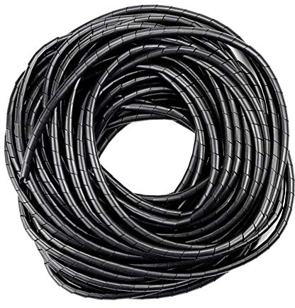 GTIWUNG 4mm x 25m Cable Tidy Wrap Cable Management System Cutable Flexible Cable Tidy Tube Spiral Cable Tidy Sleeves for TV Wire Computer Cable on Home or Office, Black