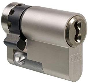 EVVA 4KS Halbzylinder mit 3 Schlüssel + Sicherungskarte, Hochsicherheits-Zylinderschloss, Schließanlage, einzelschließend oder gleichschließend, Länge A:27 mm