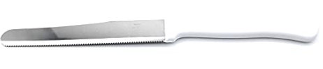 KIMERA 6 Coltelli Lama Dentata da Tavola ideali anche per carne e pizza. lama 11 cm. Inox manico polipropilene. DOI LEONS - Made In Italy (Bianco)
