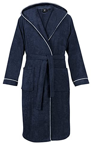 LAYNENBURG Accappatoio Uomo in spugna - Cappuccio - lungo - 100% Cotone (360g/m2) - OEKO TEX Standard 100 - Taglia (XXXL, Blu)