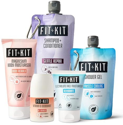 Fit Kit Muscle Recovery Gift Set for Men | Bath & Body Care Box for Father & Dad | Mens & Womens Shower Gels, Face Moisturiser & Hair Growth Shampoo | Toiletries Gifts for Him, Her, Grandad or Stepdad