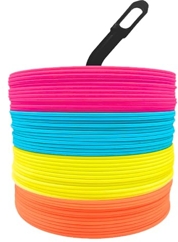 LEZER 6 Inch Flat Cones, Spot Markers, Soccer Cones, Field Court Markers, Sit Spots, Flat Discs, Soccer Training Equipment, Agility Practice, Football, Made in Taiwan, Set of 48