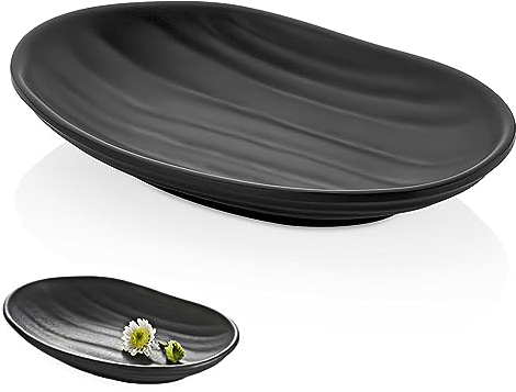 OHYER Schmucktablett Schlüsselablage-Organizer Schmuckaufbewahrung Dekorativ Tablett Schlüsselschale Schmuckplatte Schmuckhalter Schwarze Kosmetiktablett Oval für Münzen Schlüssel Uhren Armband