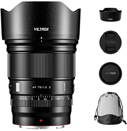 VILTROX AF 75 mm F1.2 Pro Z-objektiv för Nikon Z-bajonett, 75 mm f/1.2 vidvinkel autofokus APS-C-fast brännvidd med STM-motor, kompatibel med Nikon-kamera Z5, Z5II, Z50II, Z6II, Z30, Z8, ZFC, ZF