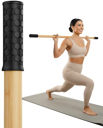 Yoga Stick - 5ft Bamboo Stretching Stick for Mobility, Flexibility, Balance with 20+ Video Tutorials, Stretching Equipment, Exercise Stick for Stretching, Posture Corrector, Physical Therapy Dowel Rod