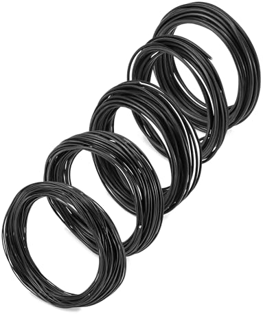 QWORK® 50 m (5 Tamanos) Alambre Bonsai, 1,0mm/1,5mm/2,0mm/2,5mm/3,0mm - Alambre Aluminio Anodizado pour Formación Bonsai