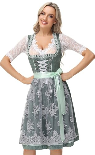 TrendiMax Traditionella dräkter för kvinnor, Dirndl-midi, dirndlklänning, taktklänning för Oktoberfest med spetsförkläde 34–48