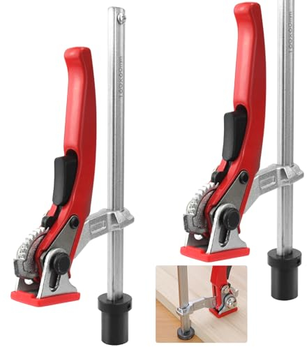 BIGP 2 abrazaderas de mesa de acero con mango de palanca, abrazadera de palanca con una sola mano para mesas multifuncionales, elemento de sujeción de 20 mm, rango de sujeción de 160 mm, compatible