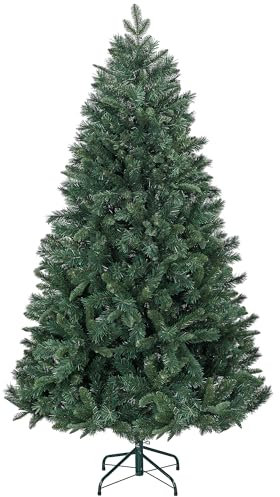 HOMCOM Albero di Natale 180 cm Artificiale con 1061 Rami Ignifughi, Albero di Natale Realistico Pieghevole Design a Cerniera con Base in Metallo per Casa e Ufficio, Verde