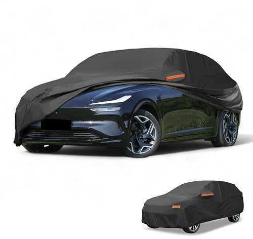 Partuto Helt exteriör SUV bilöverdrag vattentätt alla väder för bilar utomhus heltäckande regn sol UV-skydd 190T-PU svart passform för SUV-längd 182 cm till 190 cm