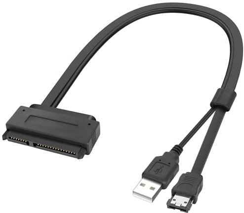 XMSJSIY SATA 22Pin to e-SATA Hard Disk Drive Data Transfer Adapter Cable with USB Powered Cable for HDD SSD BLU-RAY DVD CD-ROM DVD + RW Devices - 45CM/17.7INCH