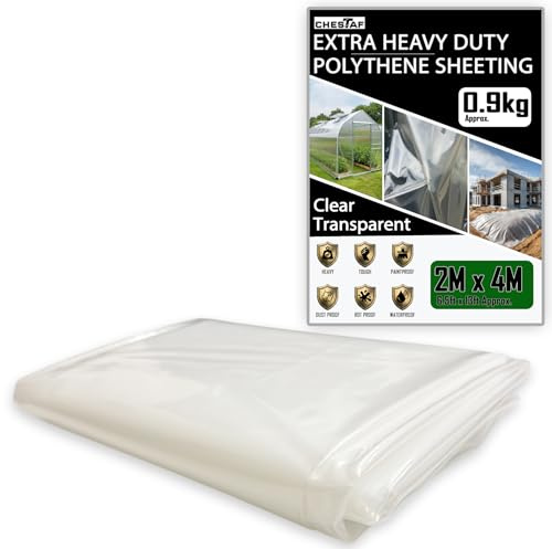 Telo in plastica extra spesso, 0,92 kg, resistente, 2 m x 4 m, in polietilene trasparente, con membrana in polietilene ispessito, impermeabile, per giardino, giardino, coltivazione, isolamento