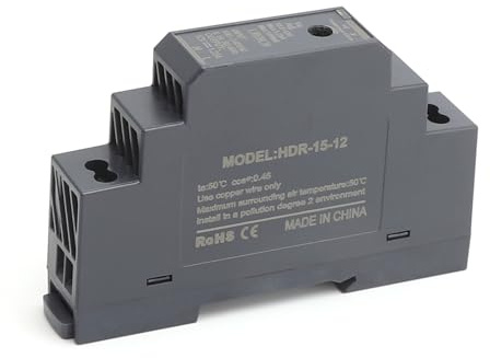 Alimentation Sur Rail DIN 12V DC 1.25A 15W, Entrée 100-240V AC 50/60 Hz Transformateur Sur Rail DIN pour l'Automatisation Domestique ou Industrielle