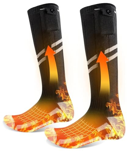 Olycism Heated Socks for Men Women Rechargeable: Improved Heated Socks 5000 mAh Battery Electric Thermal Clothing Chauffant Pour Femme 4 Temperature Adjustable Outdoor Riding Camping Hiking Skiing (S)