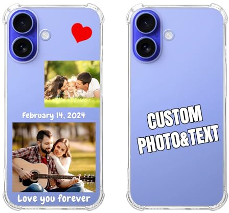 KakaTify - Coque personnalisée pour iPhone 17 - Nouvelle 2025 - Housse personnalisée avec photo et texte - 4 coins antichocs en TPU - Protection anti-rayures - Transparente et souple - Conception