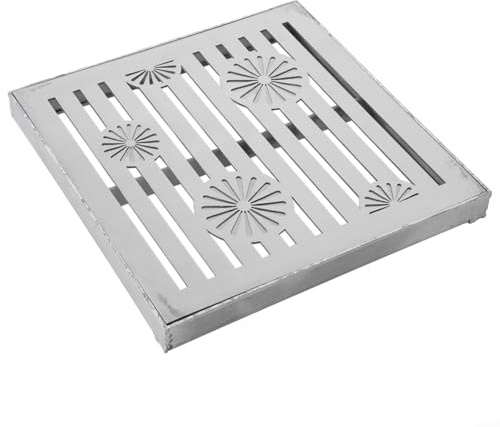 Niceminiwall Rejilla de drenaje de acero inoxidable para exteriores con marco, cubierta de drenaje antideslizante con acabado cepillado para calzadas, jardines, espacios públicos, 200 x 200 mm o 300 x