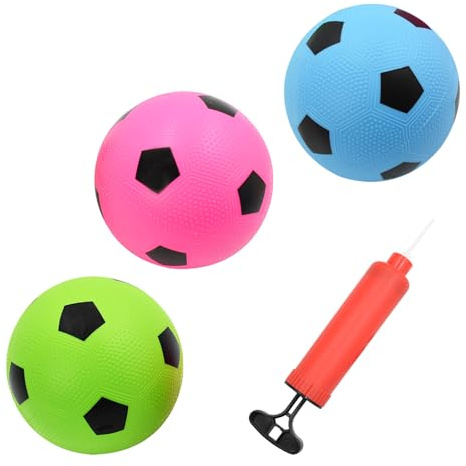 Hyacinthy 3-pack mini fotboll-15 cm liten fotboll med pump, 3-färgade uppblåsbara fotbollar, sommarpool strand trädgårdsboll, utomhus sport spel för träning spel
