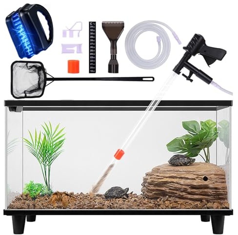 ORLYOBABE Fish Tank Cleaner Kit, Gravel Vacuum for Aquarium, Fish Tank Aquarium Vacuum Gravel Cleaner, Aquarium Siphon with Magnetic Fish Tank Glass Cleaner, Aquarium Cleaning Tools Water Changer