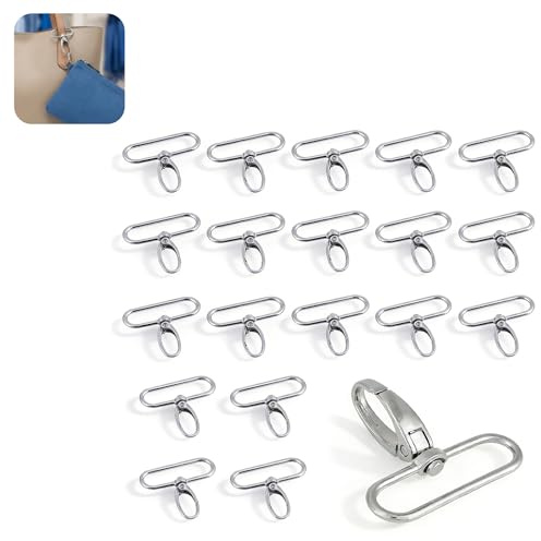 Nevoluxer 20 Piezas Mosquetones Giratorios de Aleación de Zinc 38 mm, Cierres para Bolsos, Enganche Llavero, Mosquetón para Llavero y Accesorios
