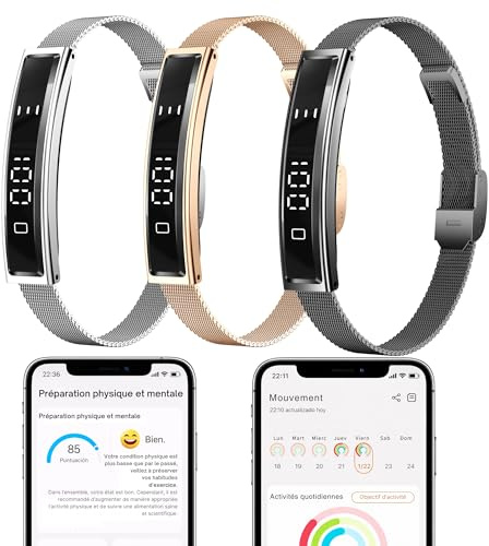 smartia – Pulsera Inteligente Ultrafina, Smart Band con Bluetooth Modelo 2026, Pulsera Tracker de Actividad y sueño, Seguimiento Integral de tu Salud, Band con Pantalla táctil y + 20 Deportes (Gold)