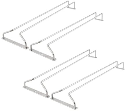 Soro Essentials- 16 Glass Hanging Stemware Rack Chrome Plated Set of 4- Wine Glass Hangers Under Shelf Cabinet Wire Wine Holder Storage Hanger for Cabinet Kitchen Bar or Home