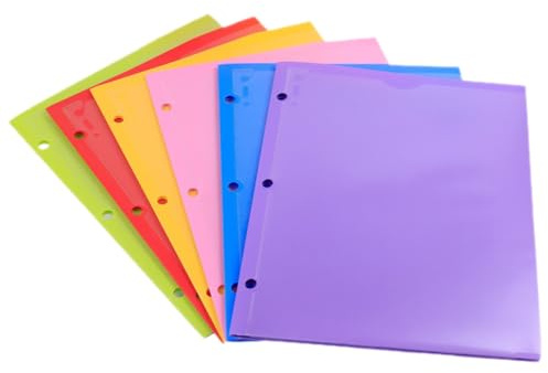 Artibetter Dossier en Papier à Poches Pp A4, Double Fente Pochettes Transparentes, Lot de 6, pour Classement de Documents et Feuilles D’examen au Bureau Couleur Aléatoire