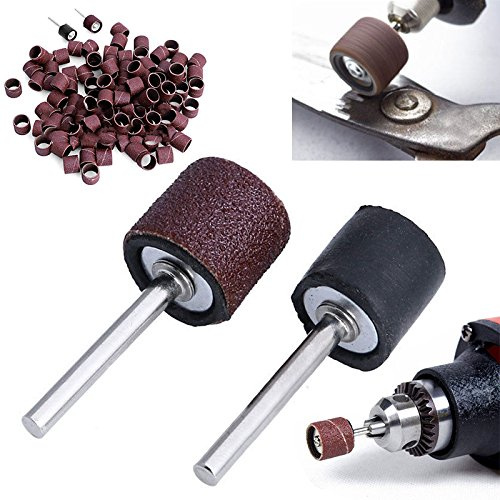 100 pcs outils rotatifs 1/5,1 cm 80 Grain ponceuse papier Bandes de ponçage + 2pcs 1/20,3 cm pour mandrin pour abrasive Outil travail du bois en métal outils de polissage