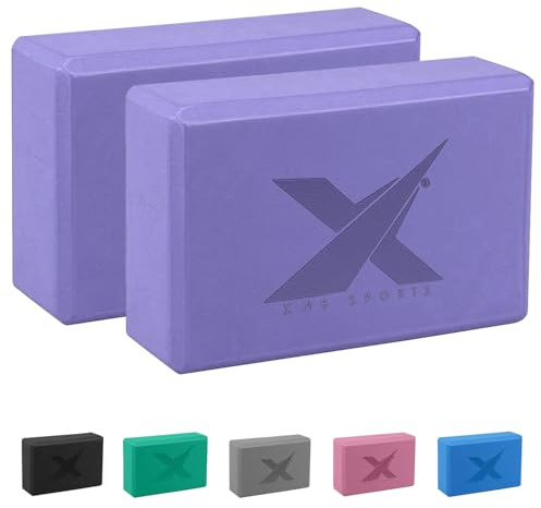 XN8 Sports Yoga Blocks Set of 2 High-Density Lightweight EVA Foam Yoga Brick For Deepen Poses Flexibility Pilates Strength Fitness Stretching Firm Sturdy Non-Slip Yoga Block