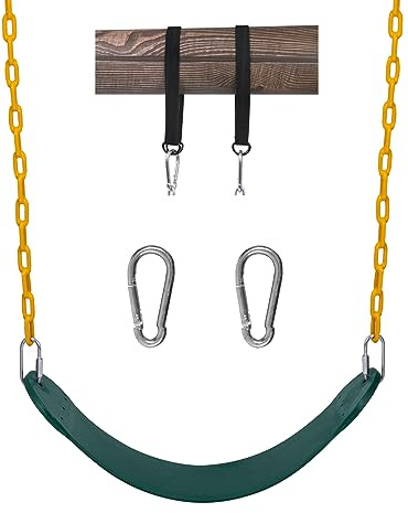 Sunnyglade Swings Seats Heavy Duty with 66 Chain,Playground Swing Set Accessories Replacement with Snap Hooks and Hanging Strap Support 440lb (Green)
