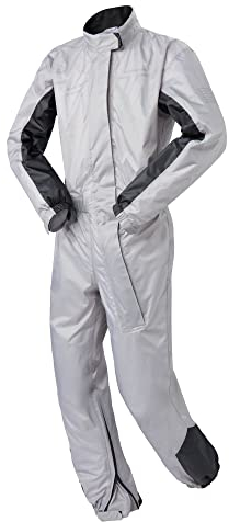 Regenkombi Motorrad Herren & Damen, Wasserdichter & Winddichter Regenanzug, Motorrad Regenbekleidung & Fahrrad Regenbekleidung, Silber, Größe S