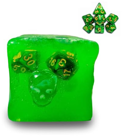 Power Beast Dungeon Gelatinous Cube + 7 rollspel tärningar inomhus för tärning tärning tärning, polyhedriska tärningar, wúrfel set D & D, Dungeon Master, Dungeon och Dragons, DND