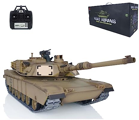 wheelfun Heng Long US i lager, Ver M1A2 Abrams RC Tank 2,4 G 1/16 skala 7,0 uppgraderad metall RTR tank 3918 340° roterande torn infraröd strid rökning enhet pansrad stridsvagn BB skytte Airsoft Tank
