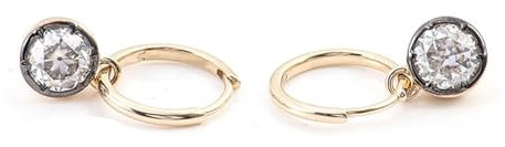 KnSam Äkta smycke örhängen kreol 18K/14K/9K, kreolska örhängen kvinnor med Moissanit 1-2ct Au750 guld örhängen jugendstil äkta smycken, 9 karat (375) gult guld, Moissanit
